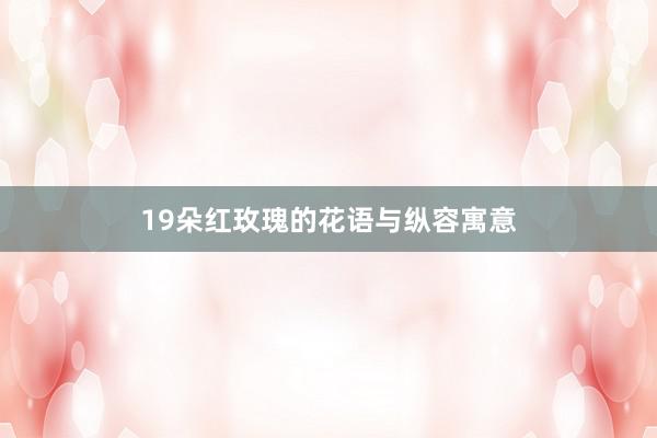 19朵红玫瑰的花语与纵容寓意